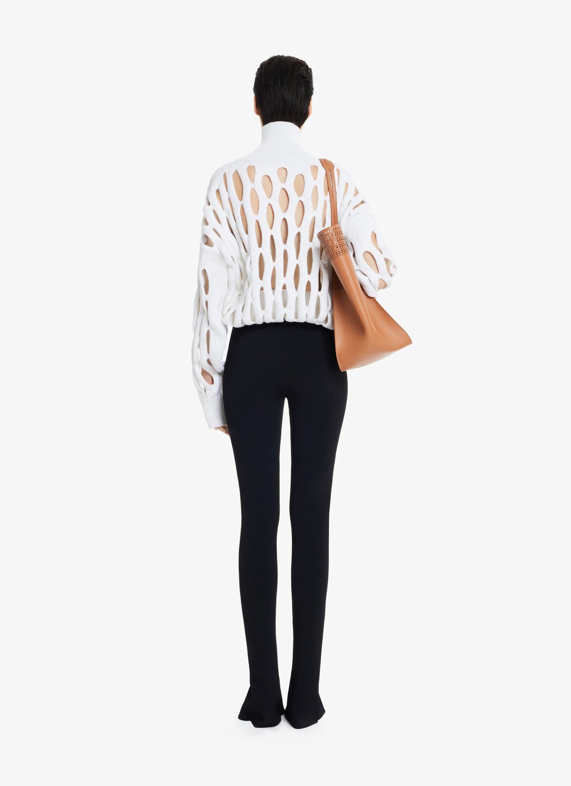 PERFORATED BOXY SWEATER ALAÏA WHITE PERFORATED BOXY SWEATER